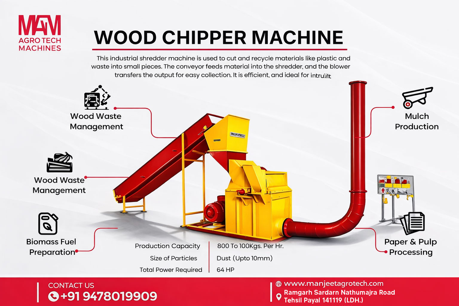 wood chipper machine manufatured by manjeet agro tech